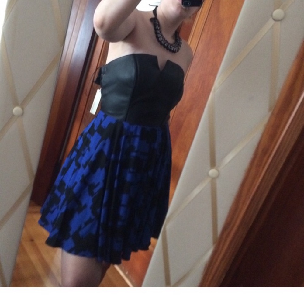 Lavender & Brown blue leather dress cocktail nwt corset party dress